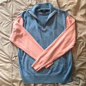 Light blue and pink vineyard vines 1/4 zip